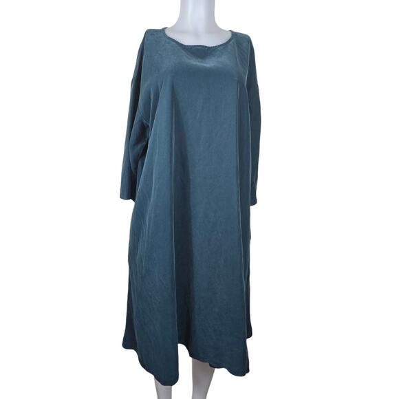 Mimu Maxi Frock Classic Hunter Green Pockets Womens Lagenlook Dress L - Picture 1 of 5